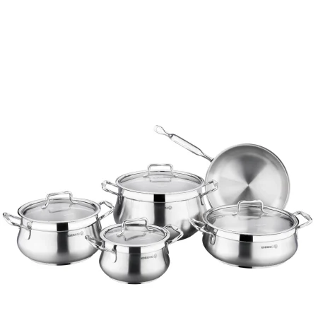 سرویس قابلمه 9 پارچه استیل مات و براق ایستیما کرکماز 1959 | لوازم خانگی ایران