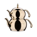 کتری و قوری 1.1 + 2.0 لیتر استیل براق هاندان کرکماز 222-02 | لوازم خانگی ایران