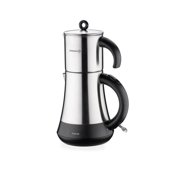 چای ساز اتوماتیک برقی 1600 وات 1.3+1.3 لیتر استیل هاشباغچه کرکماز 851-01 | لوازم خانگی ایران