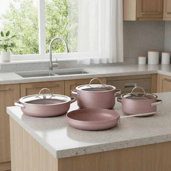 سرویس قابلمه 7 پارچه گرانیت رزگلد لینیا کرکماز 2619 | لوازم خانگی ایران