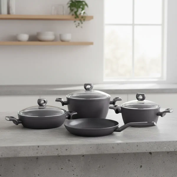 سرویس قابلمه 7 پارچه سرامیک مشکی نورا کرکماز 3942 | لوازم خانگی ایران