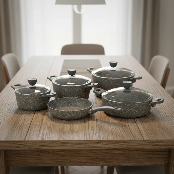 سرویس قابلمه 9 پارچه گرانیت طوسی پریستون ریوالد 6501109-0314 | لوازم خانگی ایران