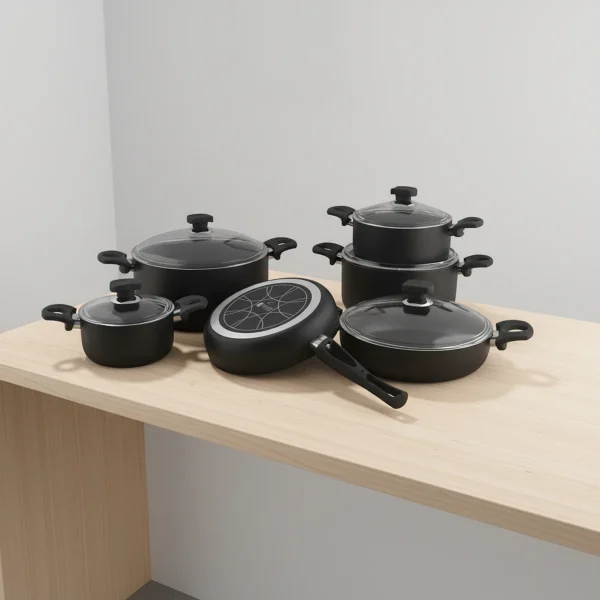 سرویس قابلمه 11 پارچه گرانیت مشکی یورک ریوالد 6501111-0101 | لوازم خانگی ایران