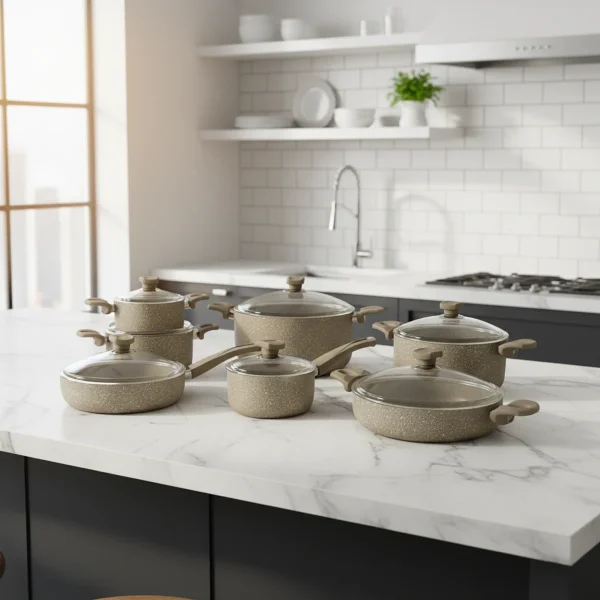 سرویس قابلمه 14 پارچه گرانیت بژ یورک ریوالد 6501114-0106 | لوازم خانگی ایران