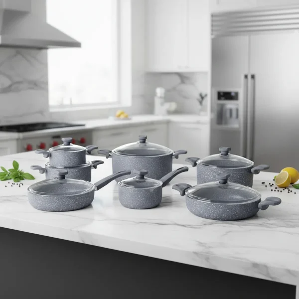 سرویس قابلمه 14 پارچه گرانیت طوسی یورک ریوالد 6501114-0114 | لوازم خانگی ایران