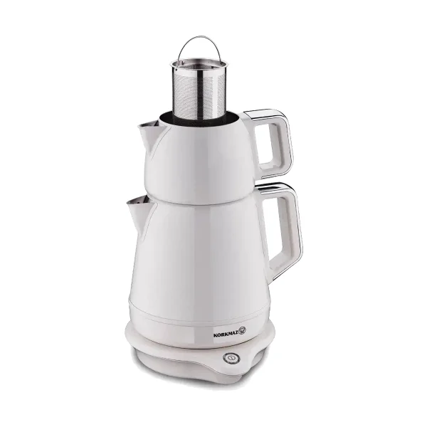 چای ساز اتوماتیک برقی 2000 وات 1.2+1.7 لیتر وانیلی دمیکس کرکماز 332-05 | لوازم خانگی ایران