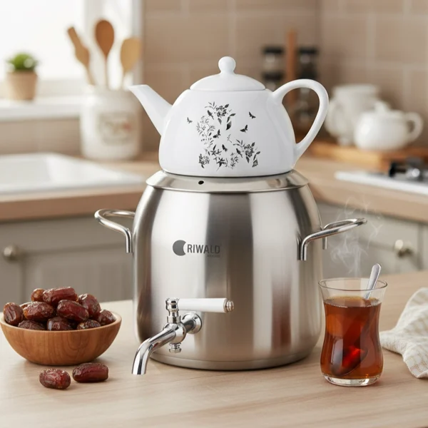 سماور روگازی 1.0 + 4.8 لیتر استیل مات لیورپول ریوالد 6818155-1020