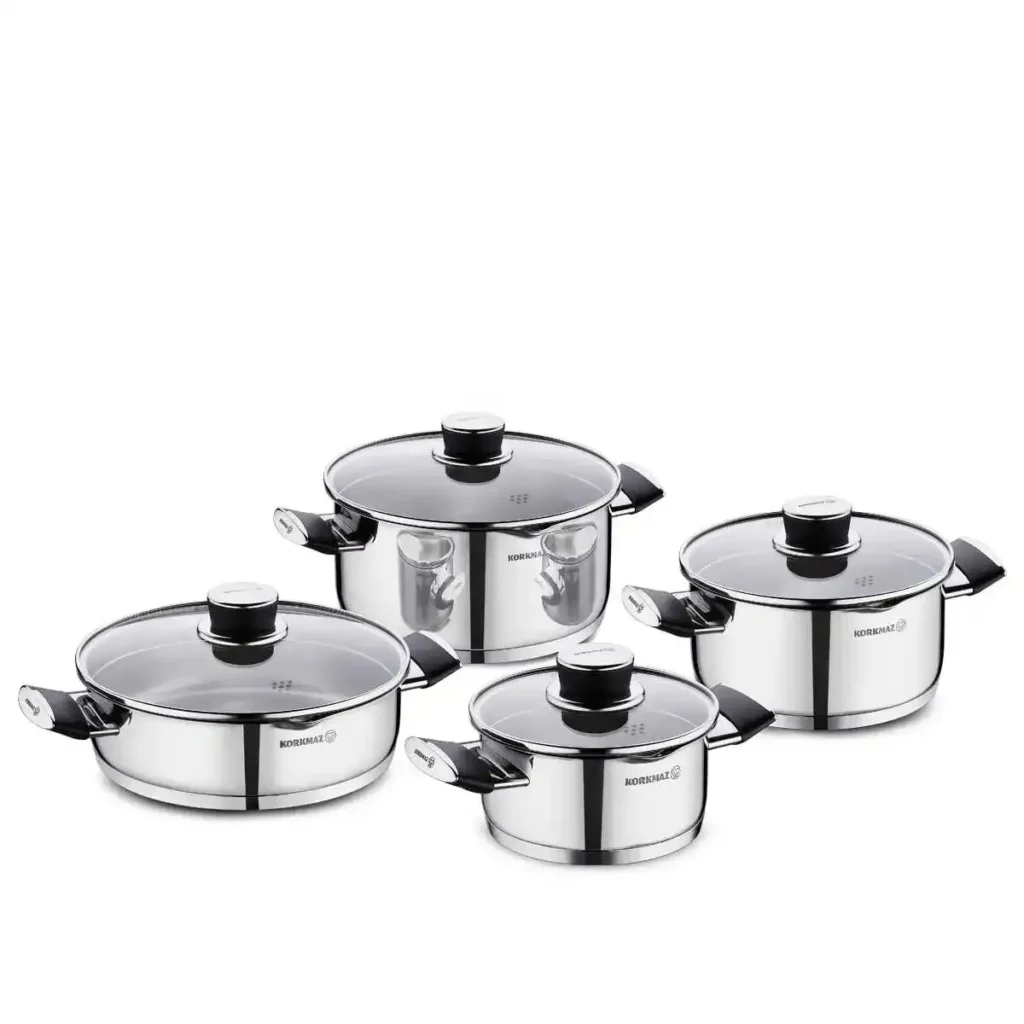 سرویس قابلمه 8 پارچه استیل براق پرا کرکماز 2087 | لوازم خانگی ایران