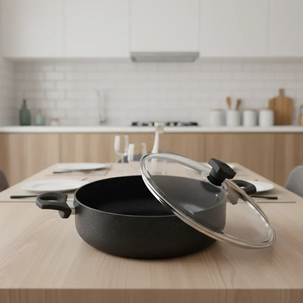 نیم قابلمه نچسب 28*9 سانتی متر 4.8 لیتر مشکی منچستر ریوالد 6506128-0411 | لوازم خانگی ایران