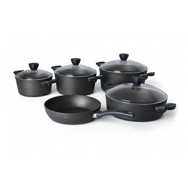 سرویس قابلمه 9 پارچه گرانیت مشکی پریستون ریوالد 6501109-0311 | لوازم خانگی ایران