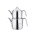 کتری و قوری 1.1 + 2.0 لیتر استیل براق آسترا 2 کرکماز 112 | لوازم خانگی ایران