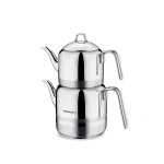 کتری و قوری 1.1 + 2.0 لیتر استیل براق آسترا 2 کرکماز 112 | لوازم خانگی ایران