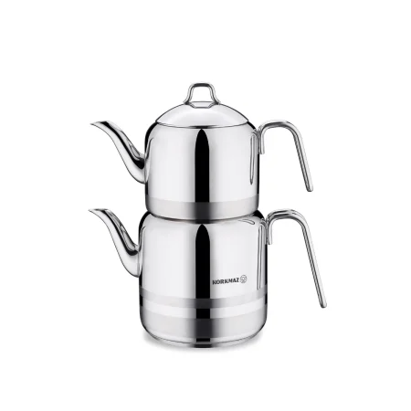 کتری و قوری 1.1 + 2.0 لیتر استیل براق آسترا 2 کرکماز 112 | لوازم خانگی ایران