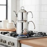 کتری و قوری 1.2 + 2.2 لیتر استیل براق ارنا کرکماز 227-01 | لوازم خانگی ایران