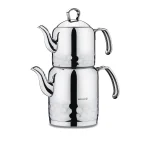 کتری و قوری 1.2 + 2.2 لیتر استیل براق ارنا کرکماز 227-01 | لوازم خانگی ایران