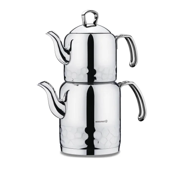 کتری و قوری 1.2 + 2.2 لیتر استیل براق ارنا کرکماز 227-01 | لوازم خانگی ایران