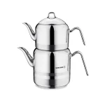 کتری و قوری 2.0 + 4.4 لیتر استیل براق لارگو کرکماز 114 | لوازم خانگی ایران