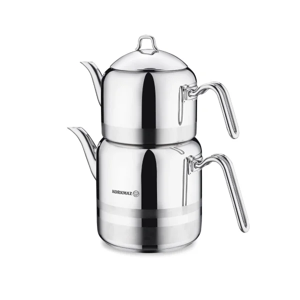 کتری و قوری 2.0 + 4.4 لیتر استیل براق لارگو کرکماز 114 | لوازم خانگی ایران