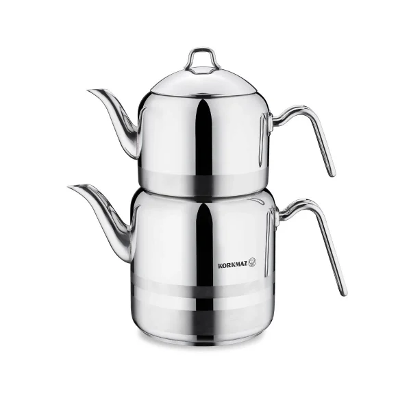 کتری و قوری 2.0 + 4.4 لیتر استیل براق لارگو کرکماز 114 | لوازم خانگی ایران