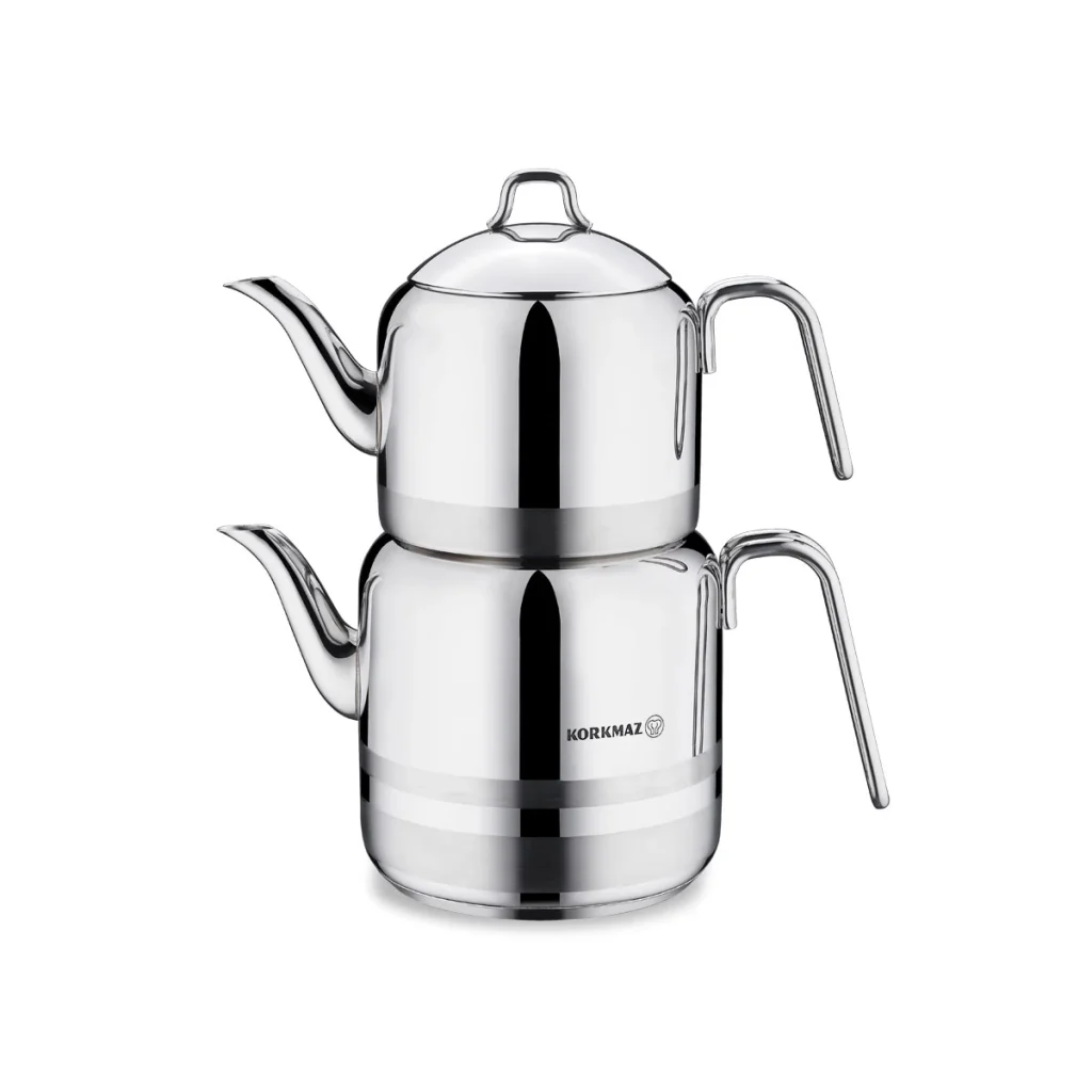 کتری و قوری 1.3 + 3.0 لیتر استیل براق مگا کرکماز 113 | لوازم خانگی ایران