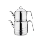 کتری و قوری 1.3 + 3.0 لیتر استیل براق مگا کرکماز 113 | لوازم خانگی ایران