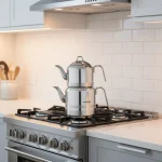 کتری و قوری 1.3 + 3.0 لیتر استیل براق مگا کرکماز 113 | لوازم خانگی ایران