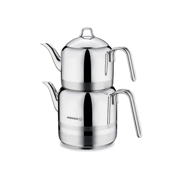 کتری و قوری 1.3 + 3.0 لیتر استیل براق مگا کرکماز 113 | لوازم خانگی ایران