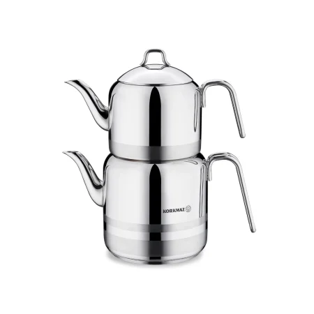 کتری و قوری 1.3 + 3.0 لیتر استیل براق مگا کرکماز 113 | لوازم خانگی ایران