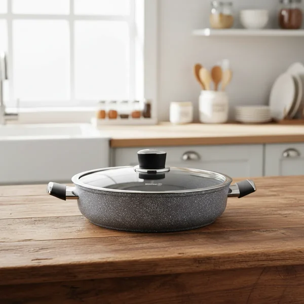 قابلمه کوتاه نچسب 26*7 سانتی متر 3.5 لیتر طوسی پالما کرکماز 3906 | لوازم خانگی ایران