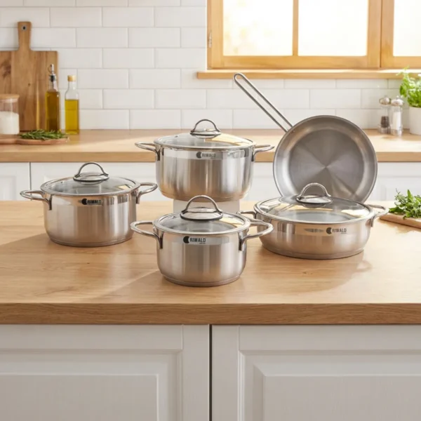 سرویس قابلمه 9 پارچه استیل مات و براق لیورپول ریوالد 6801209-1023 | لوازم خانگی ایران